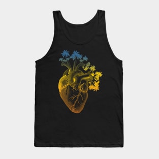 Colored Anatomically Correct Human Heart - Palm Trees Tank Top